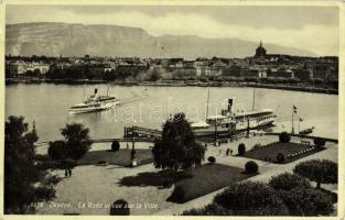 1947 Geneva, Geneve, Genf; La Rade et vue sur la Ville / general view, harbour, steamships (worn corners)