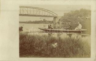 ~1920 Dunaharaszti, csónakázók a vasúti hídnál. photo