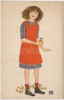 1921 Girl with apple. Wiener Werkstätte No. 8. s: Mela Koehler