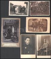 cca 1900-1930 6 db katonai fotó irányító jelvényes katona, gépkocsizós bélyegzős katona