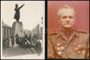 cca 1960 Munkásmozgalom 4 db fotó, két okmány. Honi légvédelem mappa