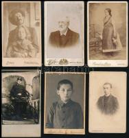 cca 1880-1900 7 db vizitkártya kerékpáros, judaika, portré