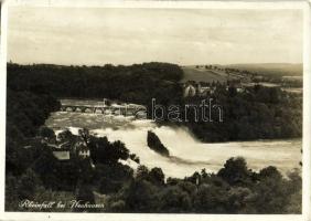 1937 Neuhausen am Rheinfall, Rheinfall / waterfall + Hotel u. Restaurant Bellevue am Rheinfall advertisement (14,6 cm x 10,3 cm)