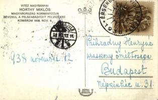 1938 Komárom, Komárnó; Vitéz Nagybányai Horthy Miklós bevonulása fehér lovon / entry of the Hungaria...