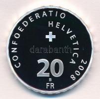 Svájc 2008. 20Fr Ag "Jégkorong 1908-2008" eredeti dísztokban, tanúsítvánnyal T:PP
Switzer...
