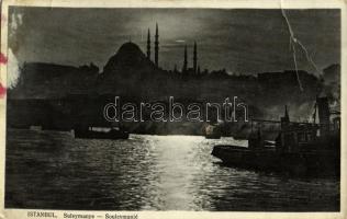 1943 Constantinople, Istanbul, Stamboul; Suleymanye / Souleymanié / mosque, steamship (gluemark)