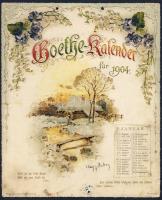 1904 Goethe kalendárium 12 db szép dombornyomott litho képpel 20x26cm / Goethe calendar with 12 embossed litho pages
