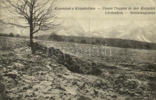 Katonáink a Kárpátokban, lövészárok / Unsere Truppen in den Karpaten, Schützengraben / WWI Austro-Hungarian K.u.K. military, soldiers in the trenches in the Carpathian Mountains (EK)