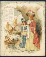 1904 Goethe kalendárium 12 db szép dombornyomott litho képpel 20x26cm / Goethe calendar with 12 embo...