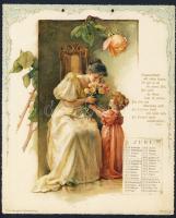 1904 Goethe kalendárium 12 db szép dombornyomott litho képpel 20x26cm / Goethe calendar with 12 embo...