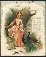 1904 Goethe kalendárium 12 db szép dombornyomott litho képpel 20x26cm / Goethe calendar with 12 embo...