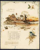 1904 Goethe kalendárium 12 db szép dombornyomott litho képpel 20x26cm / Goethe calendar with 12 embo...