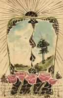 1901 Hand-painted Art Nouveau postcard (EK)