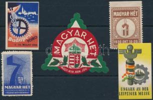 1928-1951 Magyar Hét a budapesti nemzetközi vásárokra 5 klf levélzáró