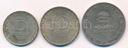 1948. 5Ft Ag "Petőfi" + 10Ft Ag "Széchenyi" + 20Ft Ag "Táncsics" - &qu...