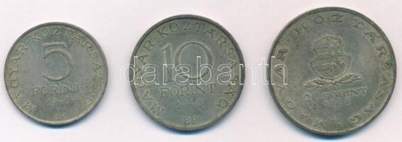 1948. 5Ft Ag "Petőfi" + 10Ft Ag "Széchenyi" + 20Ft Ag "Táncsics" - &qu...