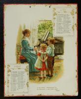 1904 Kalendárium 8 db szép litho képpel 24x28cm / Litho calendar with 8 pages