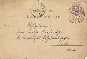 1897 (Vorläufer!!) Budapest, Andrássy út, Tudományos Akadémia. Druck u. Verlag Louis Glaser Art Nouv...