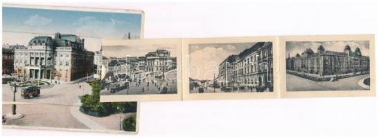 Pozsony, Pressburg, Bratislava; színház, villamos. leporellólap belül a városi vasúttal / theatre, t...