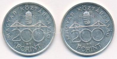 1992. 200Ft Ag "MNB" (2x) T:1- Adamo F13