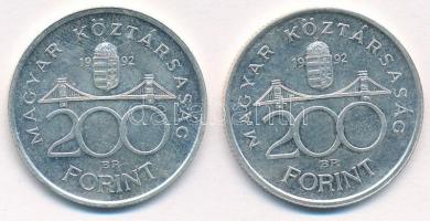 1992. 200Ft Ag "MNB" (2x) T:1,1- Adamo F13