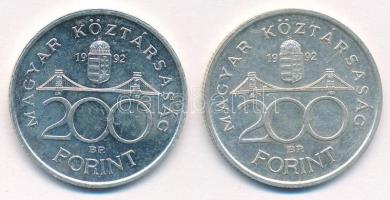 1992. 200Ft Ag "MNB" (2x) T:1,1- Adamo F13