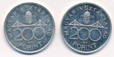 1992. 200Ft Ag "MNB" (2x) T:1,1- Adamo F13