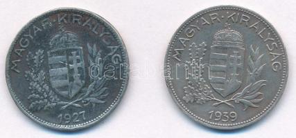 1927-1939. 1P Ag (2x) T:1-,2 patina, kis hullám Adamo P6