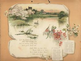 1903 Dekoratív litho kalendárium 8 db képpel (az első oldal sérült) / Beautiful litho calendar for 1...