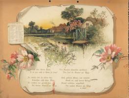 1903 Dekoratív litho kalendárium 8 db képpel (az első oldal sérült) / Beautiful litho calendar for 1...