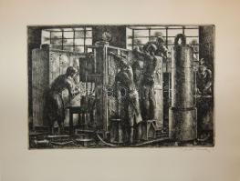 Kerti Károly (1917-1986): szignált rézkarc 30x38cm