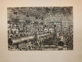 Gács Gábor (1930-): szignált rézkarc 30x38cm