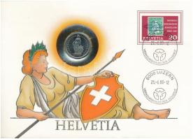 Svájc 1987. 1Fr Cu-Ni Helvetia felbélyegzett borítékban T:1 Switzerland 1987. 1 Franc Cu-Ni Helvetia in envelope with stamp C:UNC