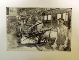 4 db szignált rézkarc 30x38cm