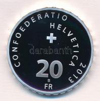 Svájc 2013. 20Fr Ag "Első átrepülés az Alpok felett" eredeti dísztokban, tanúsítvánnyal T:...