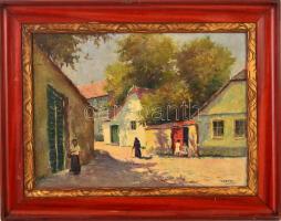 Guzsik Ödön (1902-1954): Utcarészlet. Olaj, karton, jelzett, keretben, 33×45 cm