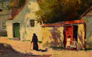 Guzsik Ödön (1902-1954): Utcarészlet. Olaj, karton, jelzett, keretben, 33×45 cm