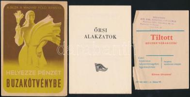 cca 1920-1940 Vegyes nyomtatvány tétel (Búzakötvény, Actio Catholica, Photographischer Atelier Josef...