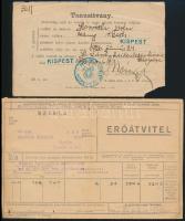 cca 1923-1943 Vegyes okmány tétel (M. Kir. Baromfitenyésztő Szakiskola Gödöllő, házasságlevél, Pénzi...