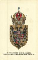 Wappenschild und Krone des Mittleren Österreichischen Wappens / Austria-Hungary coat of arms and crown. Offizielle Karte für Rotes Kreuz, Kriegsfürsorgeamt, Kriegshilfsbüro Nr. 286. (EK)