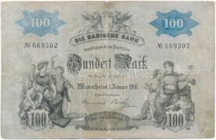 Német Államok / Baden 1907. 100M T:III- szakadás German States / Baden 1907. 100 Mark C:VG tear