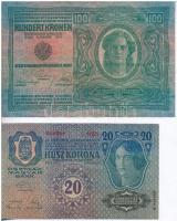 1912. 100K + 1913. 20K + 1916. 1K mindhárom "DEUTSCHÖSTERREICH" felülbélyegzéssel T:III