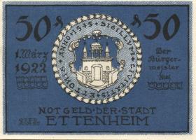 Német Birodalom/Weimari Köztársaság Ettenheim 1922. 50Pf (6x) 6klf teljes sor T:I