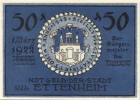 Német Birodalom/Weimari Köztársaság Ettenheim 1922. 50Pf (6x) 6klf teljes sor T:I