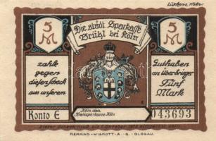 Német Birodalom/Weimari Köztársaság Brühl 1922. 50Pf + 1M + 2M + 3M + 5M 5klf teljes sor T:I