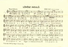 Lövész induló. Tóth Imre verse és zenéje / WWII Hungarian military music sheet (EM)