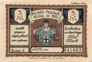 Német Birodalom/Weimari Köztársaság Brühl 1922. 50Pf + 1M + 2M + 3M + 5M 5klf teljes sor T:I