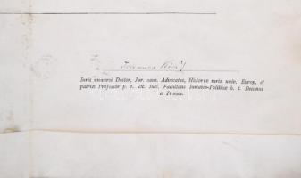 1906 Államtudományi doktori diploma. Láng Lajos báró és Király János aláírásával. Pergamenen, viaszp...