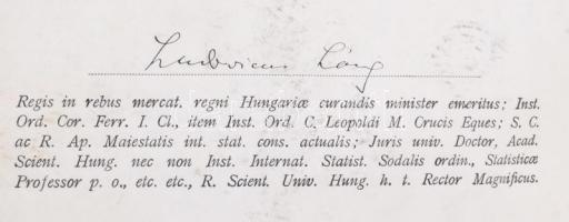 1906 Államtudományi doktori diploma. Láng Lajos báró és Király János aláírásával. Pergamenen, viaszp...