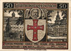 Német Birodalom/Weimari Köztársaság Eisenach 1922. 25Pf (2x)+ 50Pf (2x) + 75Pf (2x) 6klf teljes sor ...